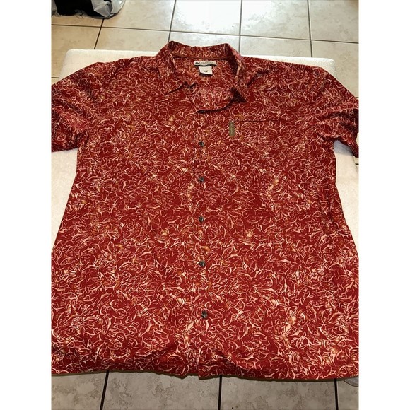 Columbia Fish  Print Button Up. Size Xl.  EUC.  Red - Picture 1 of 5